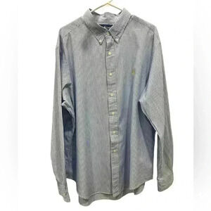 Polo Ralph Lauren Shirt Mens XXL Oxford Blue Striped Pony Casual Classic Fit